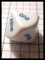 Dice : Dice - 10D - Koplow English Word Numbers White and Blue Die - Troll and Toad Dec 2010